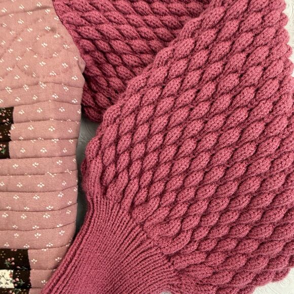 Handmade Quilted Pink Teddy Bear Heart Cottagecore Hippie Cardigan Medium - Picture 8 of 14